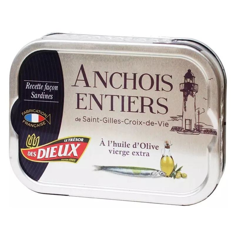 Dieux Le Trésor Des Anchois Entiers À L'Huile D'Olive Vierge Extra 115G