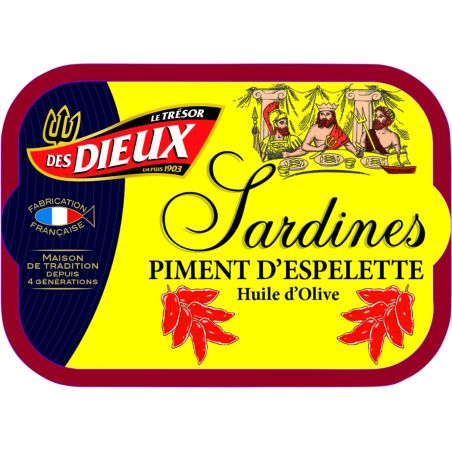 Le Trésor Des Dieux Sardines Piment D'Espelette Huile D'Olive 1/6 115G