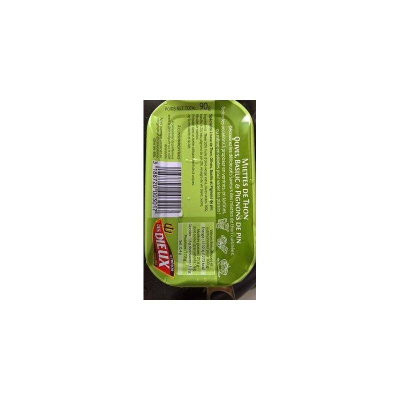 Le Trésor Des Dieux 90G Emiette Thon Oliv Bas.Pignon Gendreau