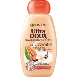 Garnier Ultra Doux Shampooing Démêlant Vanille, Papaye Cheveux Longs Fragiles 250Ml
