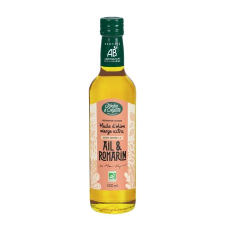 Le Jardin D'Orante Huile D'Olive Vierge Extra Bio Saveur Ail & Romarin : La Bouteille De 500 Ml