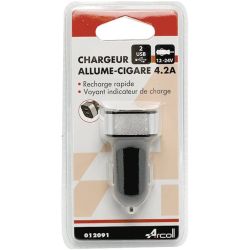Arcoll Chargeur Allume-Cigare 2 Usb 12/24V