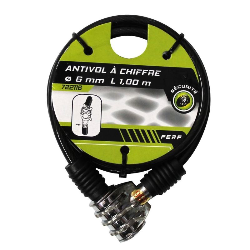 Perf Antivol Spirale Chiffres L1M Diamètre 6Mm