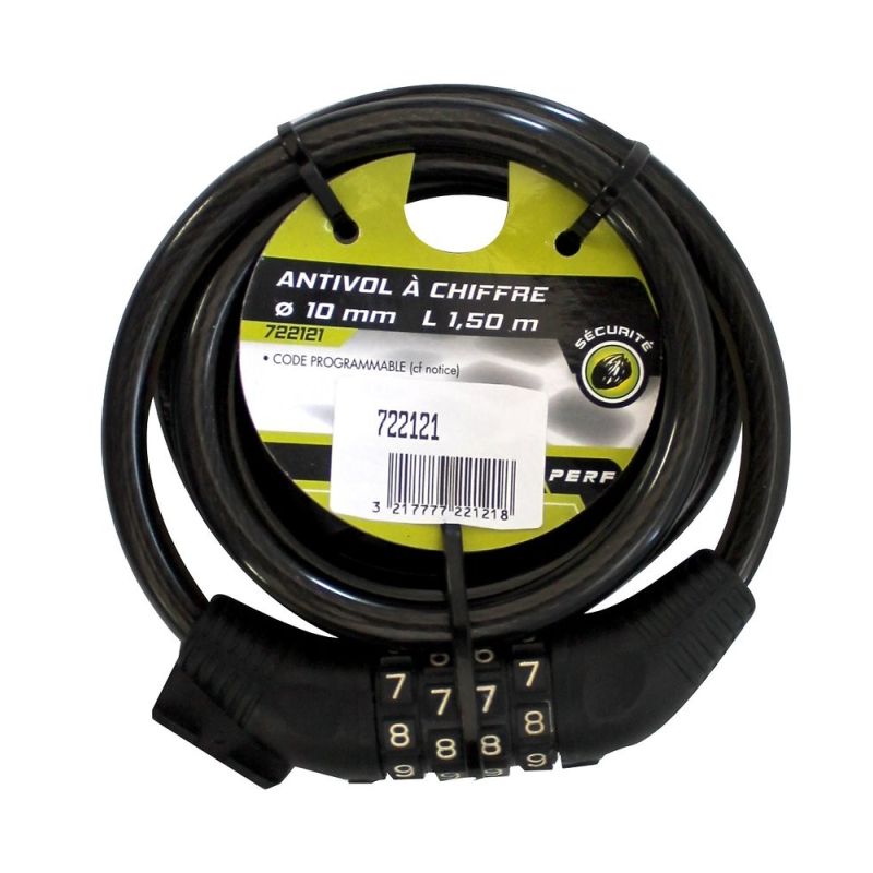 Perf Antivol Spirale À Chiffre Programmable L 1.5M Diamètre 10Mm