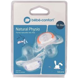 Bebeconfor Bébé Confort Lot De 2 Sucettes Natural Physio En Silicone - 18/36 Mois Sweet Bunny Bleu Et Rouge