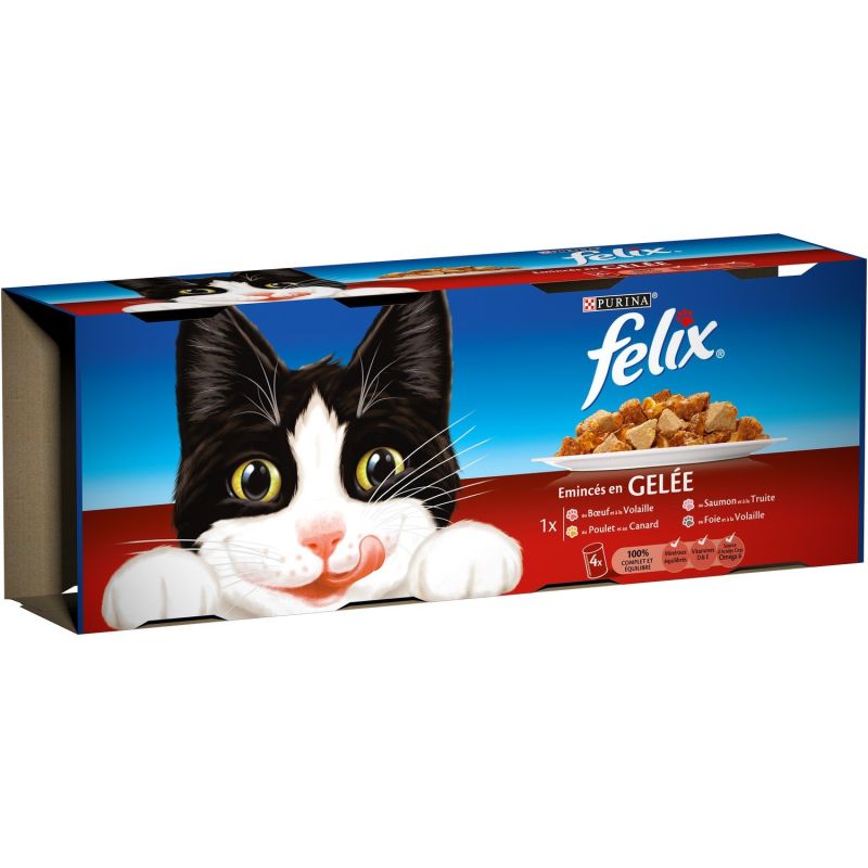 Felix Pâtée Pour Chat Bœuf Volaille Poisson : Les 4 Boîtes De 400 G