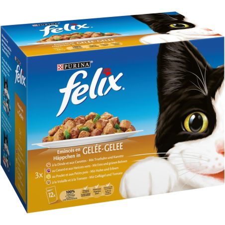 Felix Pâtée Pour Chat Assortiment Viandes : Les 12 Sachets De 100 G