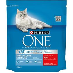 Purina One Croquettes Pour Chat Stérilisé Bœuf : Le Sachet De 450 G