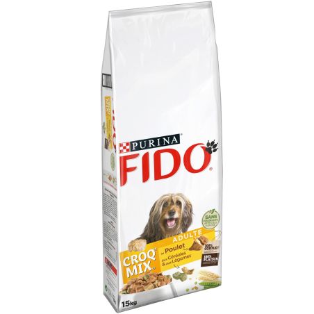 Fido Croquettes Pour Chien Adulte Poulet/Légumes : Le Sac De 15 Kg