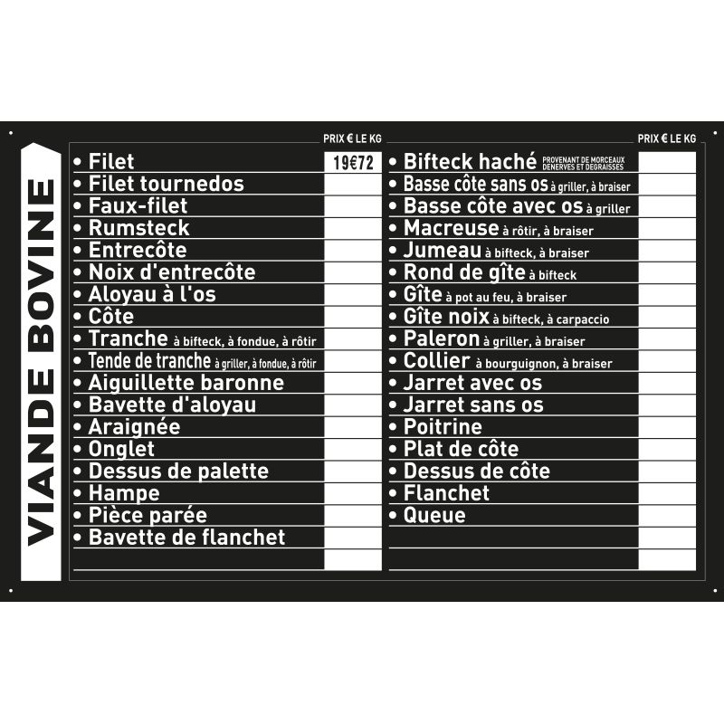 Etiq Etal Pann Prix Viande Bov+Chiffr Tr