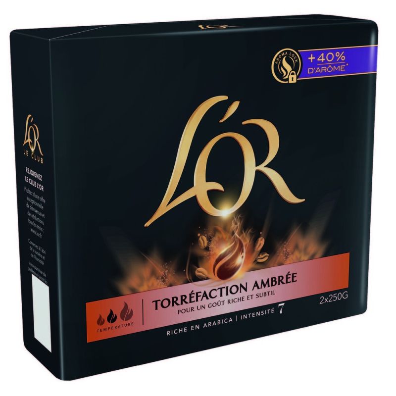 L'Or Café Torréfacteur Ambré Moulu Intensité 7 : Le Paquet De 2 -500G