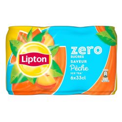 Lipton Boisson Au Thé Pêche Sans Sucres Ice Tea : Le Pack De 6 Canettes 33Cl