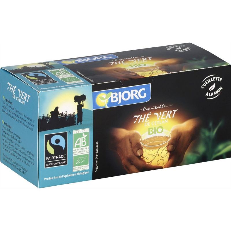 Bjorg Thé Vert De Ceylan Bio Équitable 25 Sachets 80G