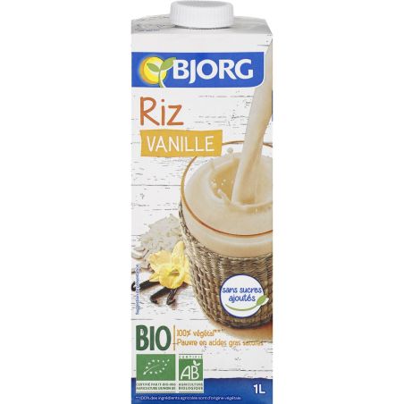 Bjorg Boisson Végétale Riz Saveur Vanille Bio : La Brique De 1 L