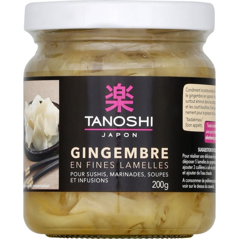 Tanoshi Gingembre Fines Lamelles : Le Pot De 100 G Net Égoutté