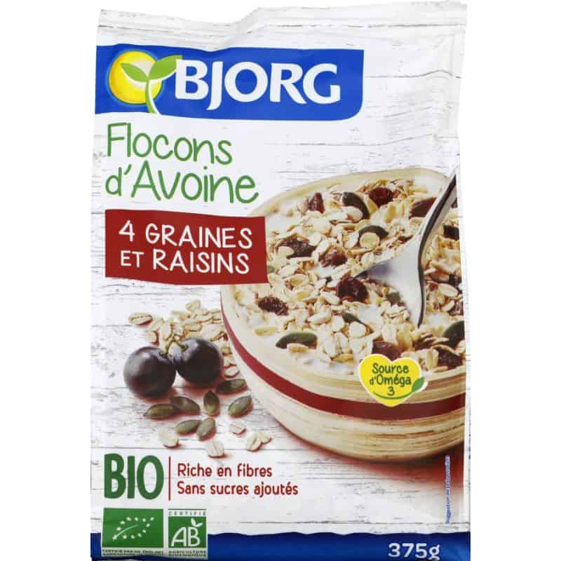 Bjorg Céréales Avoine Graines Raisins Bio Sans Sucres Ajoutés : Le Paquet De 375 G