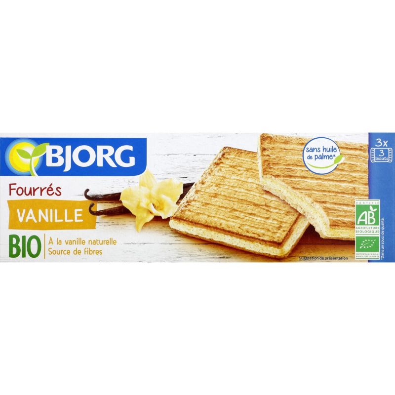 Bjorg Biscuits Fourrés Vanille Bio : Le Paquet De 225 G