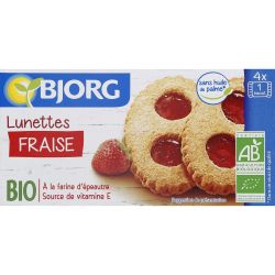 Bjorg Biscuits Lunettes À La Fraise Bio : Boite De 4 - 200 G