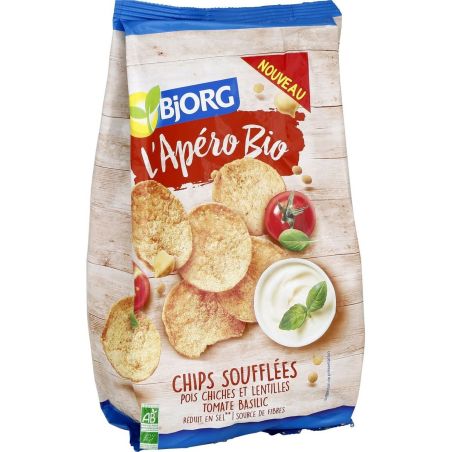 Bjorg L'Apéro Bio Chips Soufflées Pois Chiches Lentilles Tomate Basilic 80G