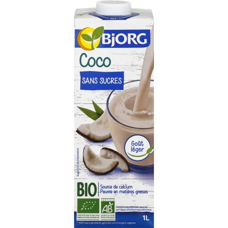 Bjorg Boisson Coco Sans Sucres Bio : La Brique De 1L