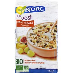 Bjorg Céréales Muesli Sans Sucres Ajoutés Bio : La Boite De 750G