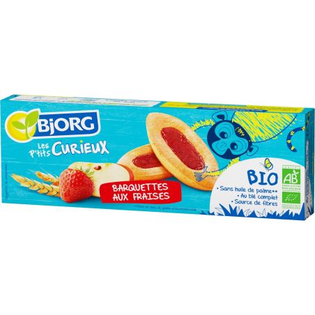 Bjorg Biscuits Barquette Fraise Kid Bio : La Boite De 120G
