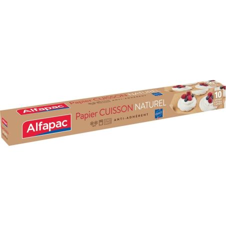 Alfapac Papier Cuisson Naturel Anti-Adhérent Large 10 Mètres