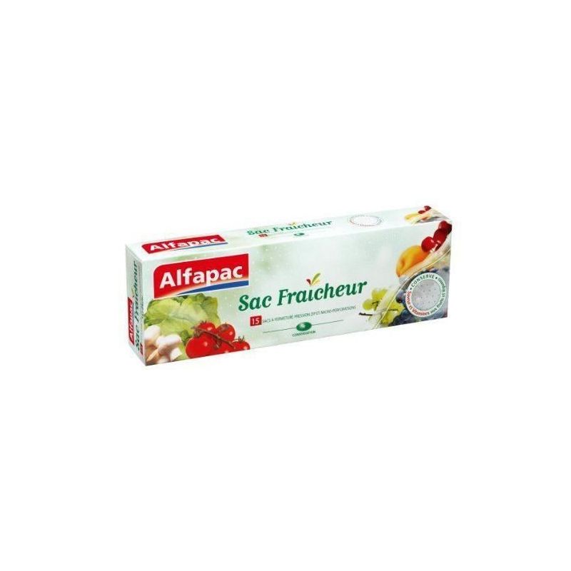 Alfapac Sac Fraicheur 15 Sacs Fraîcheur Microperforés 27 X 28 Cm