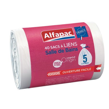 Alfapac Sacs-Poubelle Salle De Bains À Liens 5L : Les 40 Sacs Poubelles