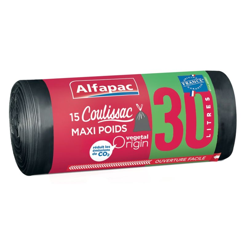 Alfapac Sacs-Poubelle Coulissac 30 L : Les 15 Sacs