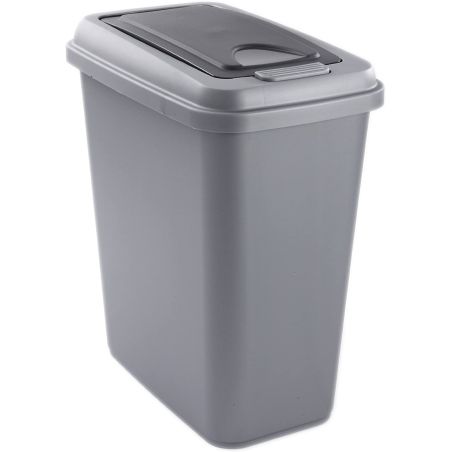 Sundis Poubelle Touch 25 L Avec Couvercle Et Ouverture Push Argent Anthracite