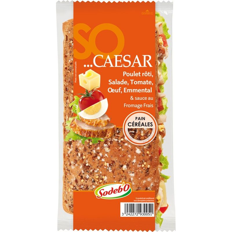 Sodeb'O 210G Sandwich Cereales Poulet Caesar Sodebo