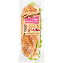 Sodeb'O 150G Sandwich Baguette Campagne Jambon/Emmental Sodebo
