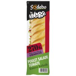 Sodeb'O Sodebo Sandwich Mega Viennois Poulet/Tomate/Salad/Kebab 270G