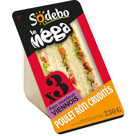 Sodeb'O Sod Sdw Mega Cplt Poulet 230G