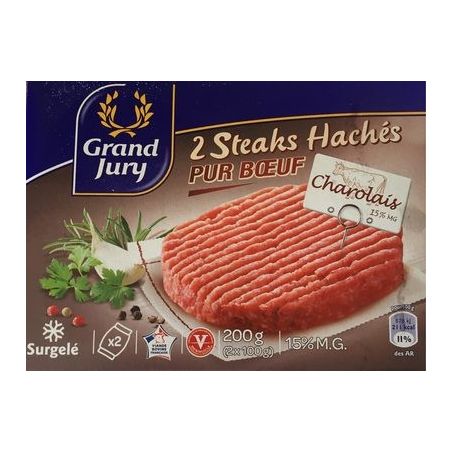 Grand Jury 2X100G Steak Hache De Charolais Pur B?Uf Vbf