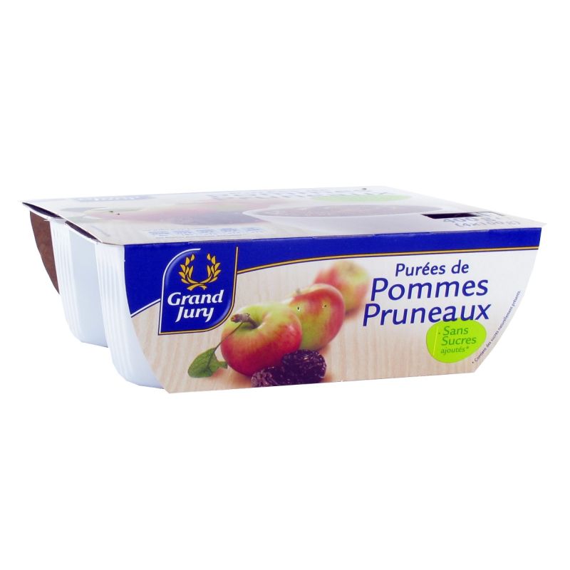 Grand Jury 4X100G Compote Pomme/Pruneaux Sans Sucre Ajoute