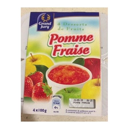 Grand Jury 4X100G Dessert Fruit Pomme/Fraise