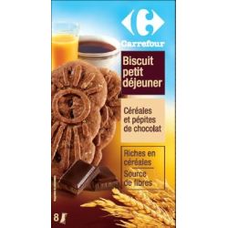 Carrefour 400G Biscuits Petit Déjeuner Chocolat Céréales Crf