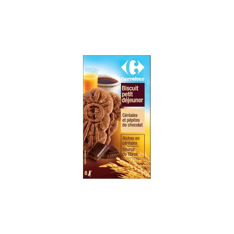 Carrefour 400G Biscuits Petit Déjeuner Chocolat Céréales Crf