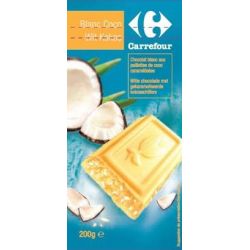Carrefour 200G Tablette Chocolat Blanc Coco Crf