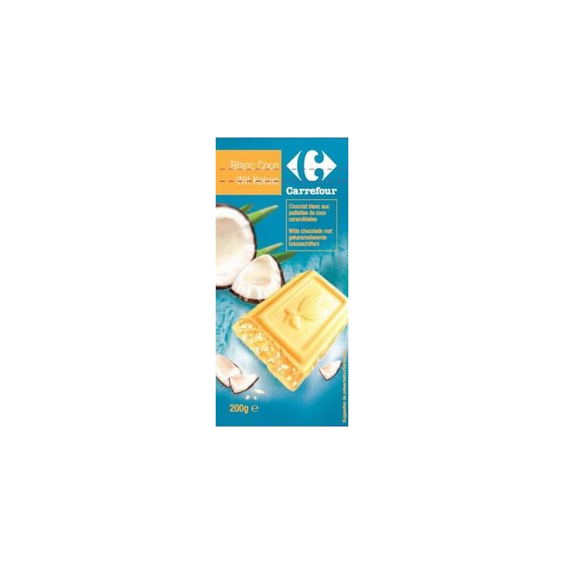 Carrefour 200G Tablette Chocolat Blanc Coco Crf