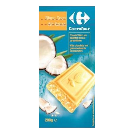 Carrefour 200G Tablette Chocolat Blanc Coco Crf