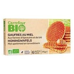 Carrefour Bio 175G Gaufres Au Miel Aux Farines D'Epeautre Et De Blé Crf