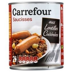 Carrefour 4/4 Saucisses Aux Lentilles Cuisinées Crf