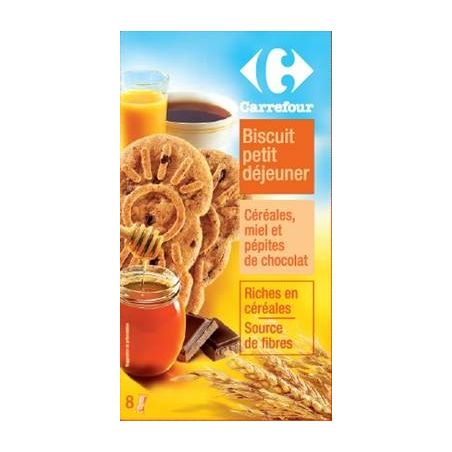 Carrefour 400G Biscuits Petit Déjeuner Miel Et Pépites De Chocolat Crf