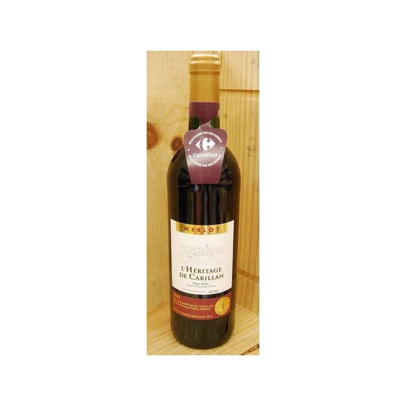 L'Héritage De Carillan 75Cl Vin Pays D Oc Rouge Merlot Haut Cari 20808