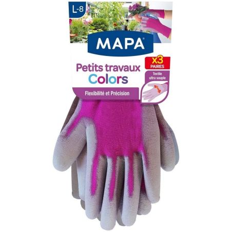 Mapa Gants Petits Travaux Colors 3 Paires Taille 8/L