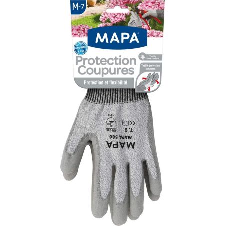 Mapa Gants De Jardinage Polyuréthane Protection Coupures Et Poignets Ajustés Taille 7/M