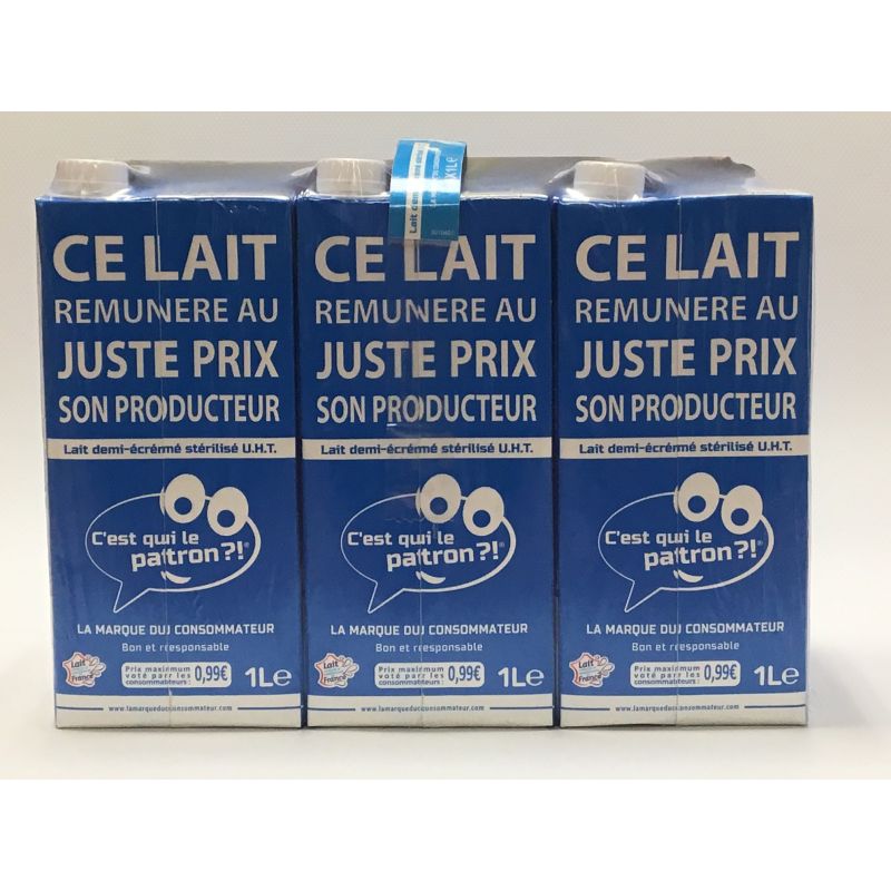 1Er Prix Brick 1L Lait 1/2 Ecreme Marque Conso